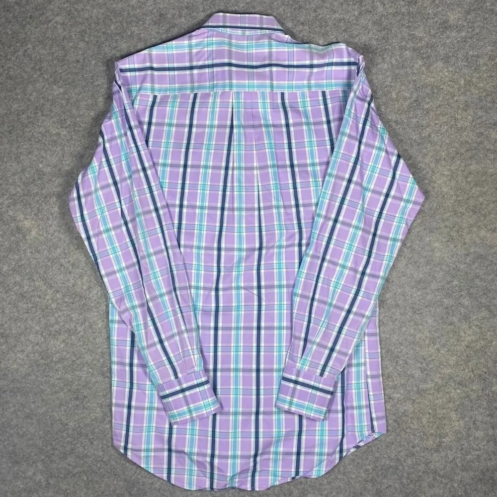 Peter Millar Men's Plaid Button Down Shirt Small Purple Aqua Blue Seaside Finish
